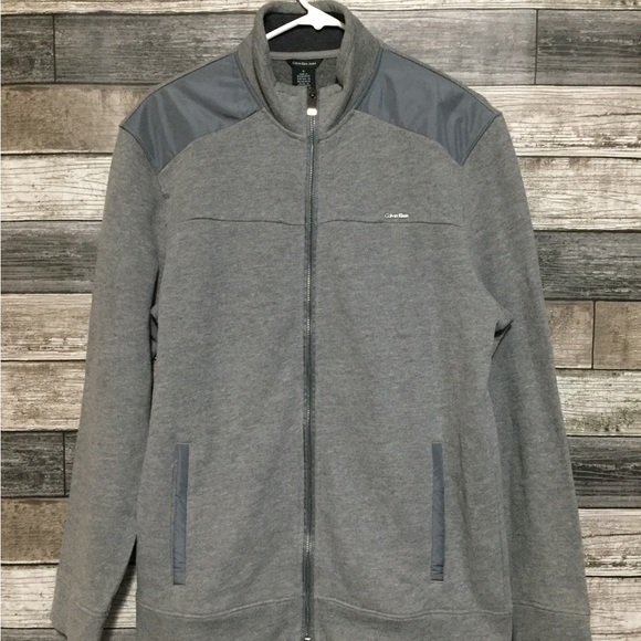 Calvin Klein Sweatshirt Jacket Men’s M Gray Full Zip Pockets Fleece Casual - Picture 5 of 8